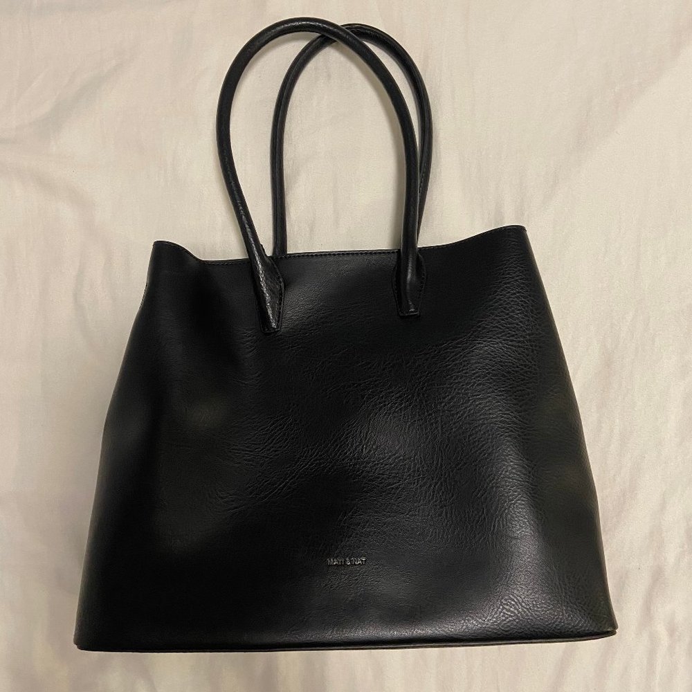 Matt & Nat Black Krista Vegan Leather Tote Bag with Adjustable Strap